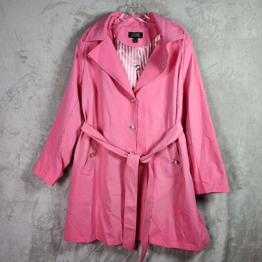 Dennis Basso Jacket Medium Petite Pink Water Resistant Trench Coat Hood A679224